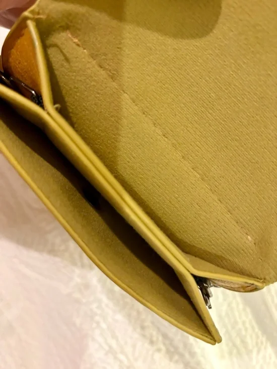 Mustard Yellow Laser-Cut Leather Crossbody Bag - Women - Picture 9 of 12